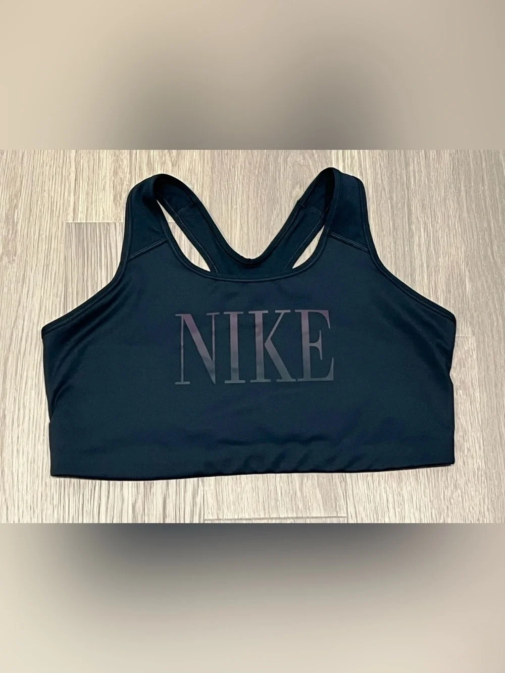 2X Womens Plus NIKE Black Logo Racerback Sports Bra Top Fitness DRI-FIT Unpadded